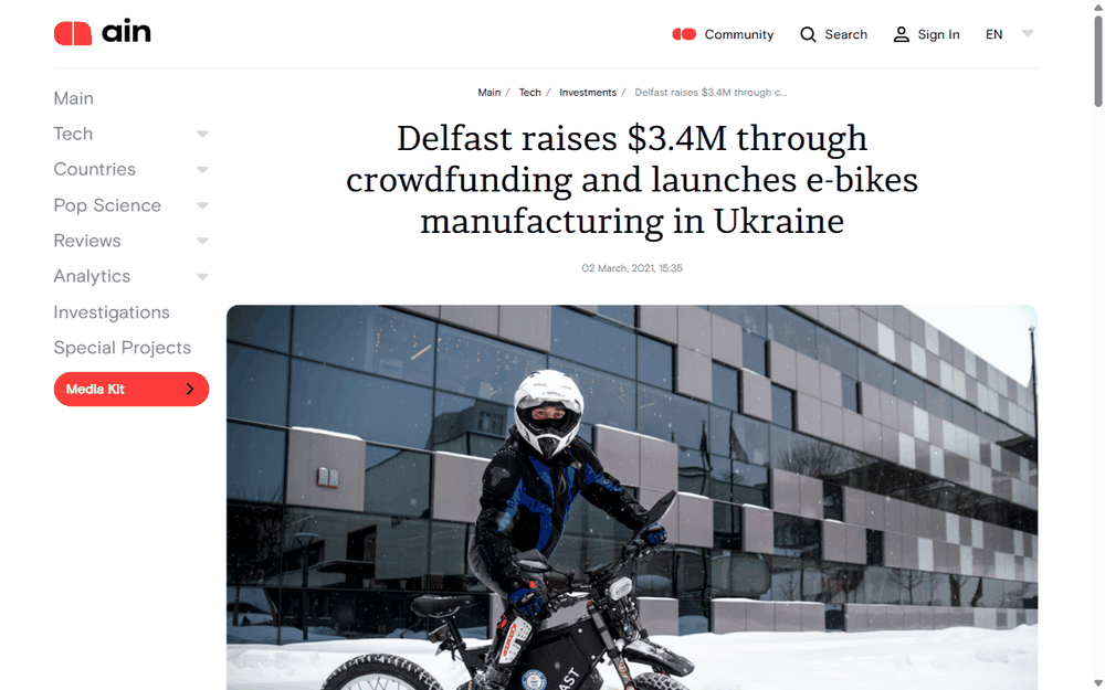 AIN coverage screenshot: Delfast raises $3.4M